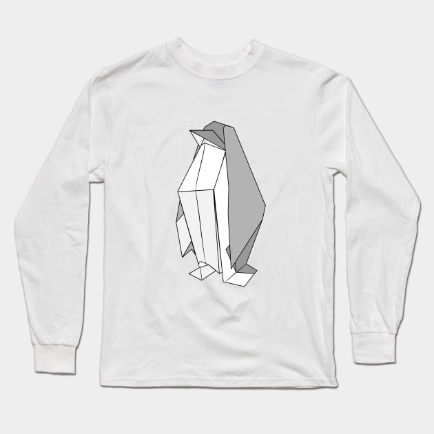 Penguin - Origami Long Sleeve T-Shirt by Alessandro Aru